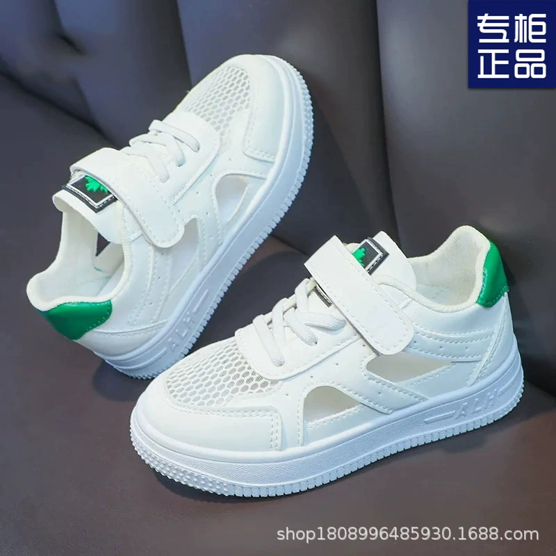 Обувь для мальчиков 2023 Летние сандалии Новая красавица Обувь для мальчиков Белые туфли Сетка для девочек Весенние и летние кроссовки