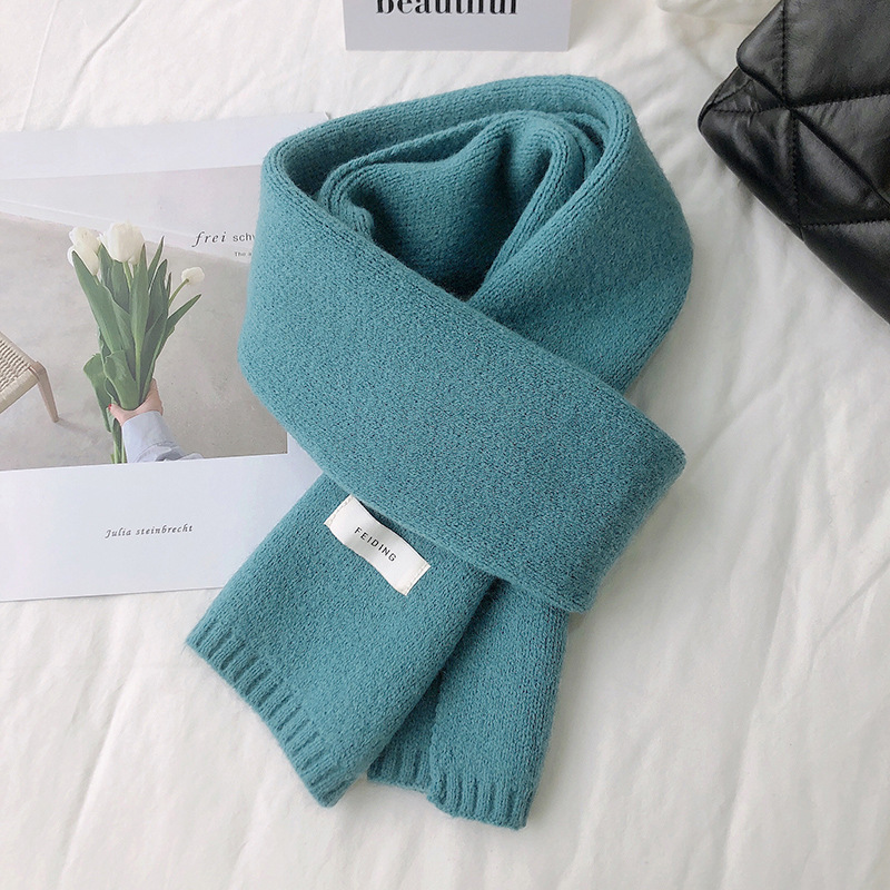 Feiding no mirando Corea del Sur Dongdaemun nuevo color puro de punto cálido cuello engrosado bufanda estudiante pequeña bufanda