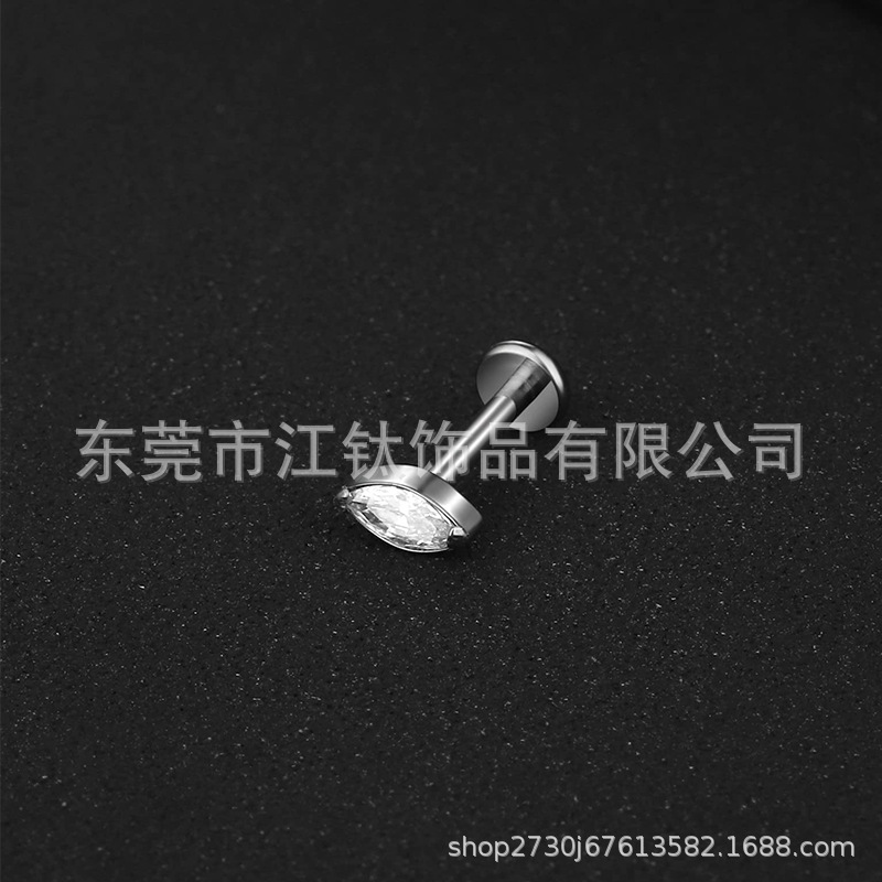 G23 Titanium Horse Eye Lip & Ear Stud Zircon Implant Grade Body Piercing Jewelry detail image 16