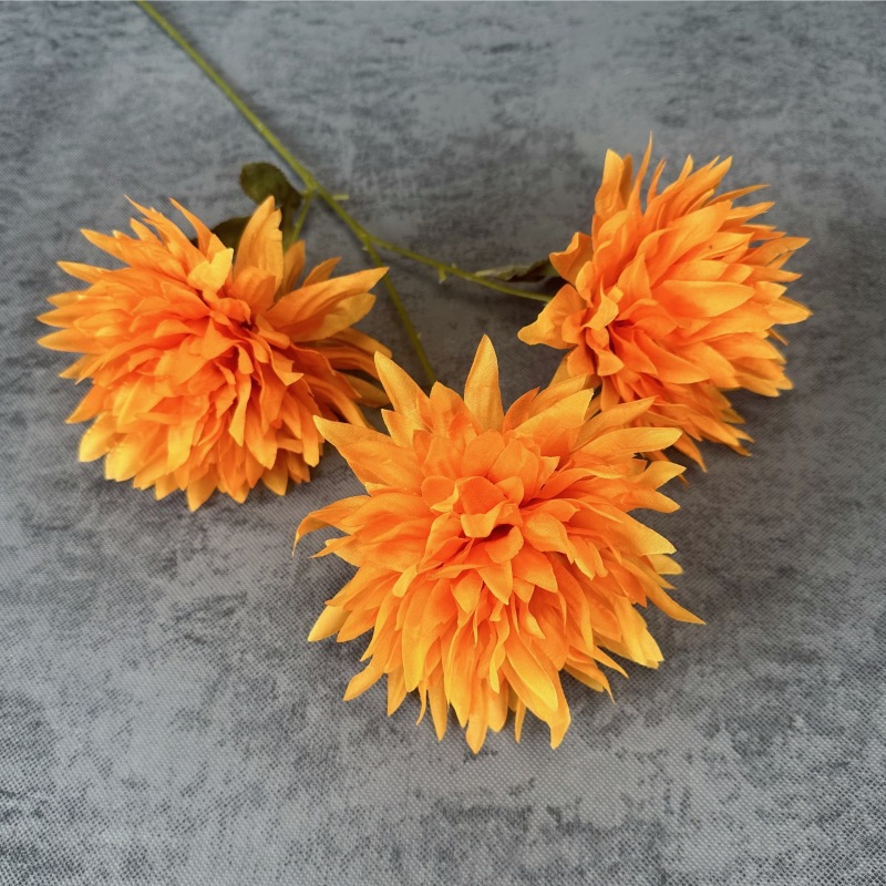 Flores artificiales, crisantemos de 3 cabezas, flores de seda, arreglo floral de crisantemo, accesorios de fotografía, flores falsas, ramo de flores para fotografía, decoración del hogar