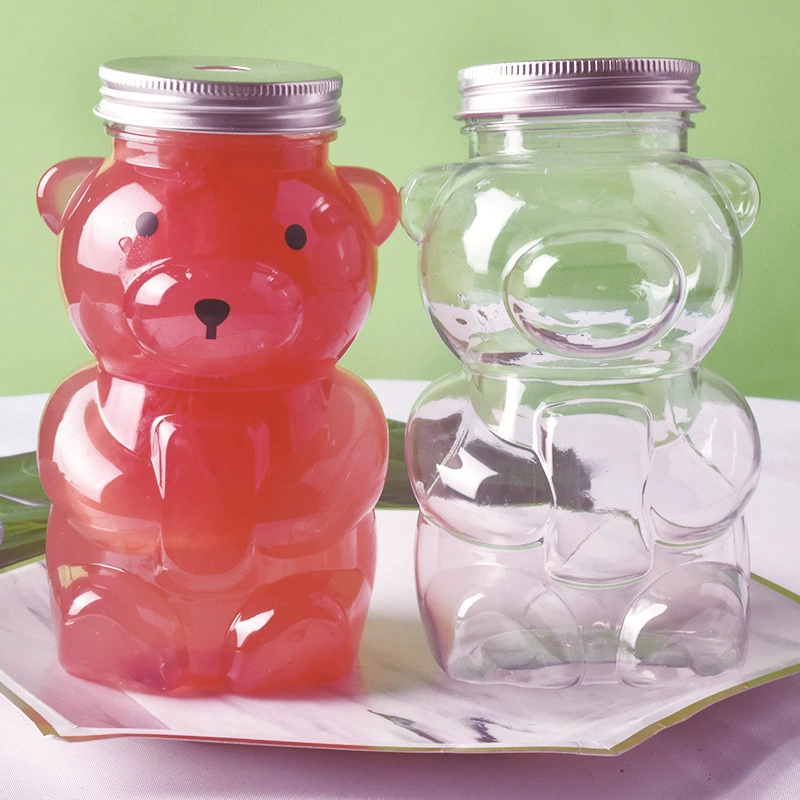 Завод в наличии тупой медведь пластиковая бутылка медведь молоко чай напиток чашка домашний напиток Одноразовая чашка жестокий медведь