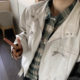 vintage Washed Denim Coat Women's Spring and Autumn High-end American Style Retro Vertical Collar Work Jacket for Couple