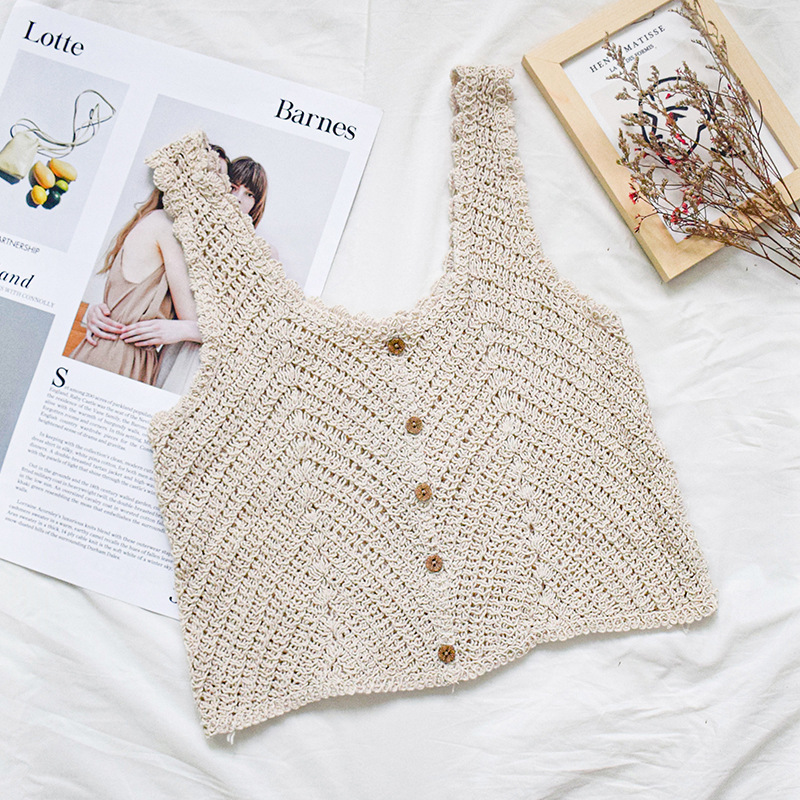 Solid Color Round Neck Sleeveless Knitted Short Horse Clip Sling Women's Korean Style Inner Wearing Outer Wearing Knitted Sweater Vest for Women Solid Color Round Neck Sleeveless Knitted Short Horse Clip Sling Women's Korean Style Inner Wearing Outer Wearing Knitted Sweater Vest for Women