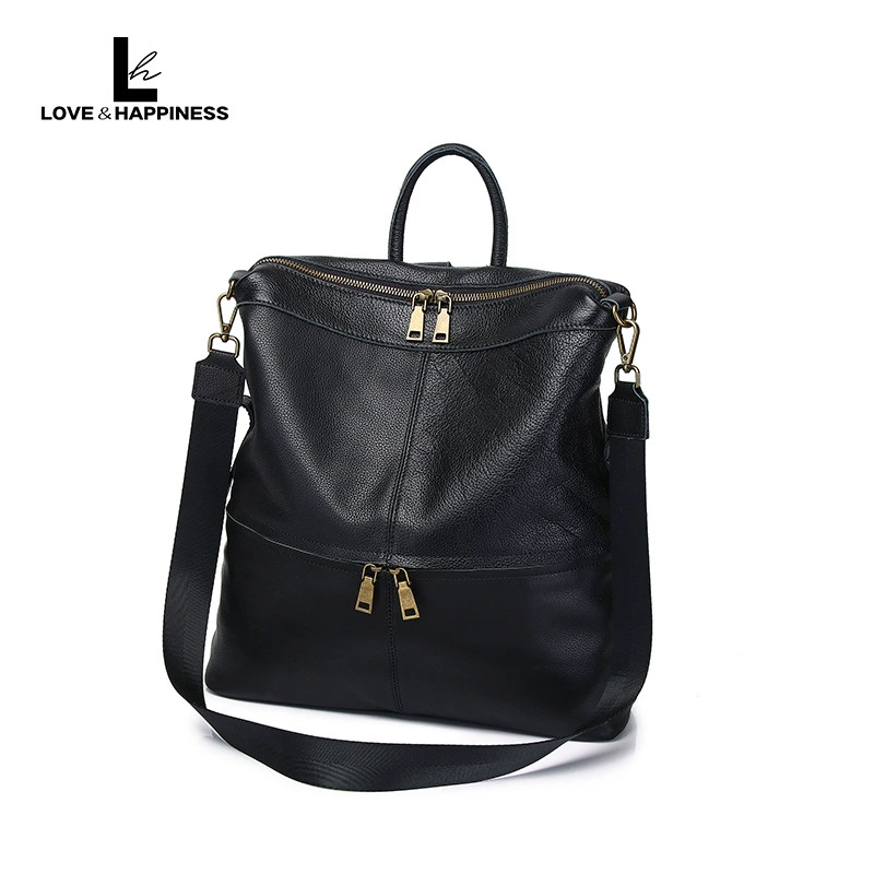 Trend backpack, retro leather capacious one-shoulder bag, genuine leather