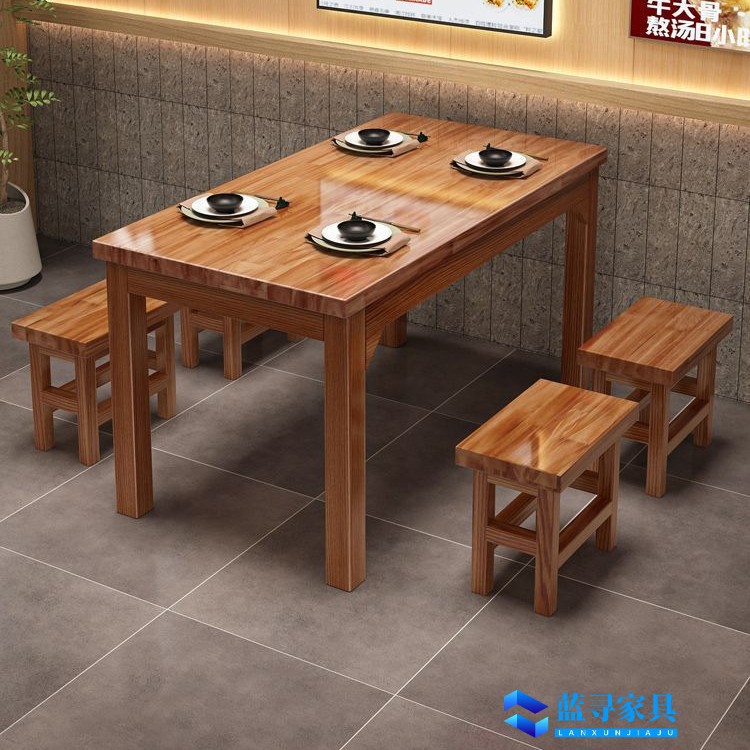 面馆桌椅饭店小吃店馆快餐桌餐桌椅小吃组合实木火锅餐馆烧烤碳化