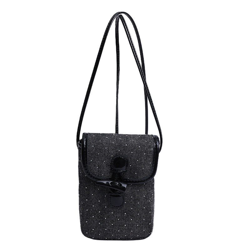 Bolso de teléfono móvil de moda coreana 2025 verano nuevo bolso femenino Gypsophila bolso de hombro con diamantes bolso de mensajero de mezclilla de estilo occidental