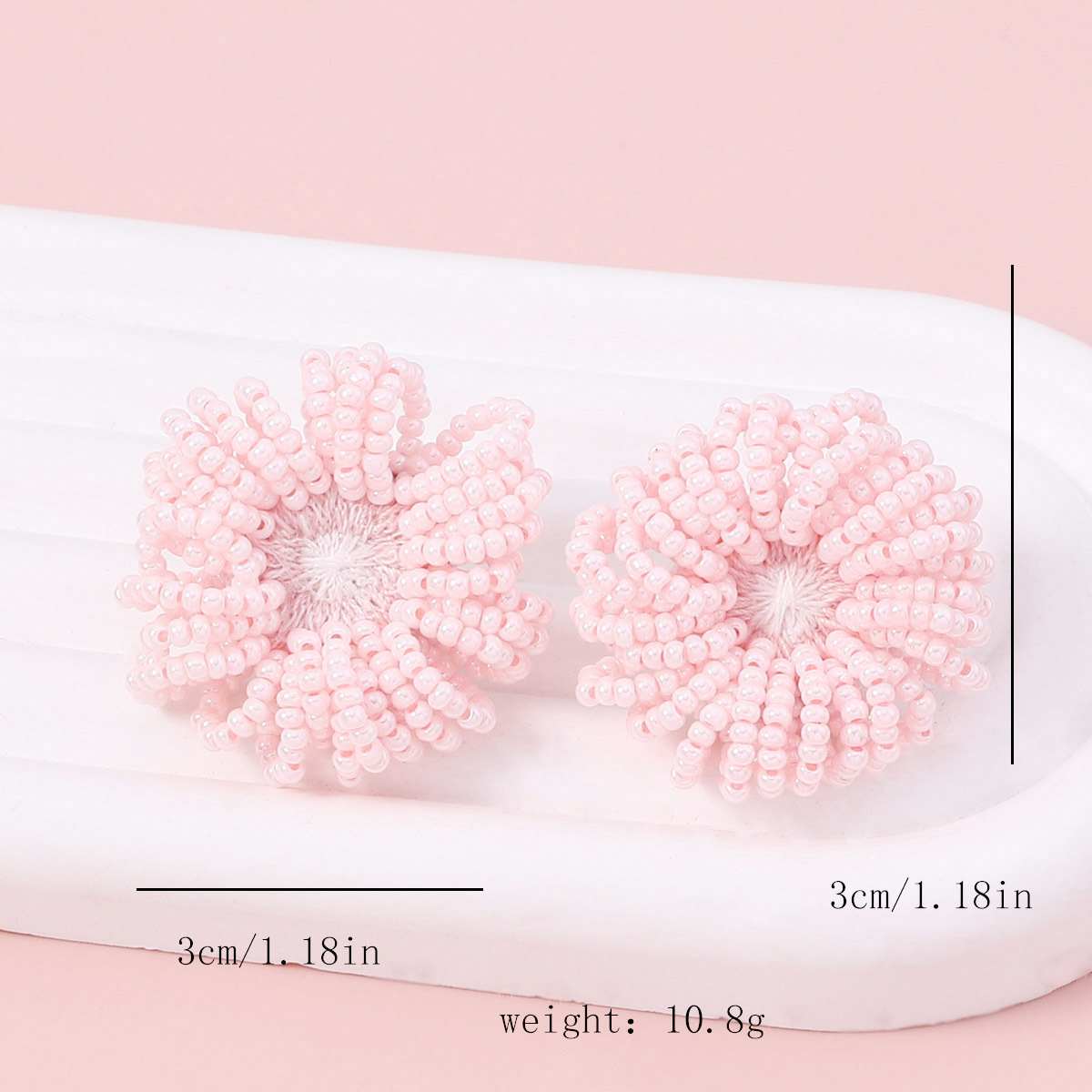 1 Pair Lady Flower Beaded Plastic Resin Earrings display picture 1