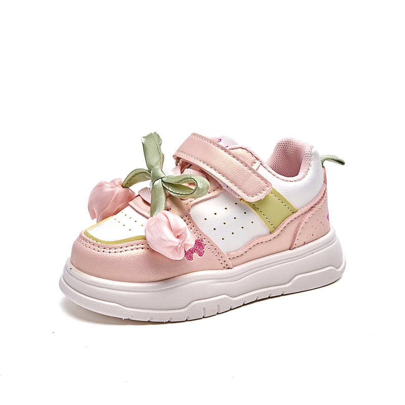 Zapatos infantiles de otoño 2025 chicas dama Fan flores zapatos de pan superligeros estudiantes lindos zapatos deportivos de moda