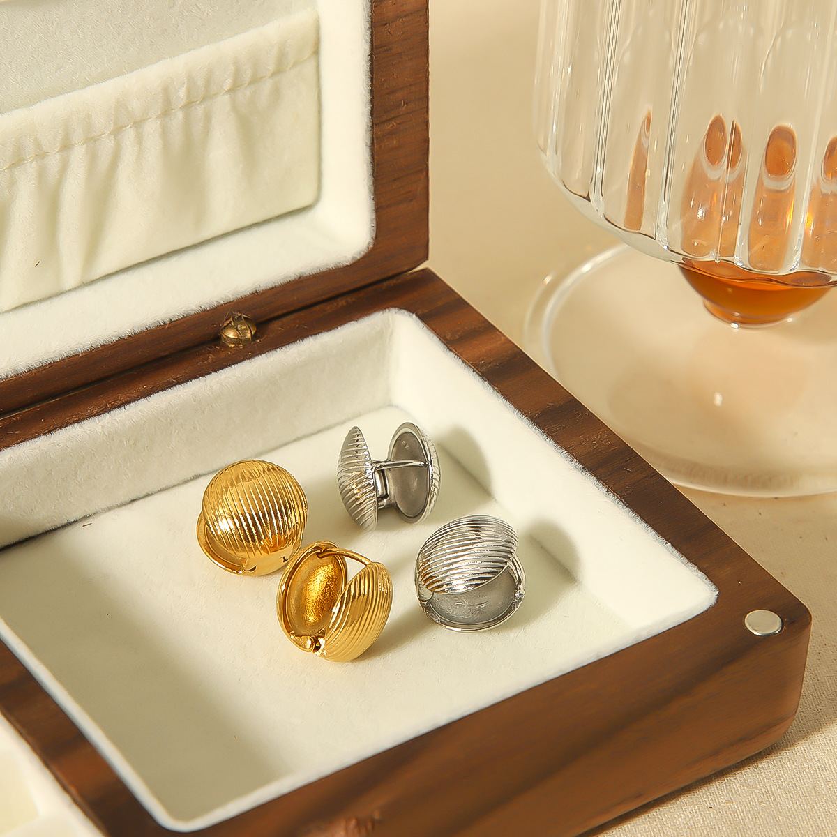 Machiduo nuevo aretes de orejas de acero de titanio de doble cara, niñas atmósfera de alta calidad, aretes de orejas de acero inoxidable, aretes de orejas transfronterizas