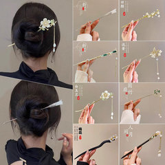 女性用の新しい中国風の木製ヘアピン、ハイエンドの古代スタイルのタッセルヘアピン、後頭部に多用途のヘアピンとヘッドドレス