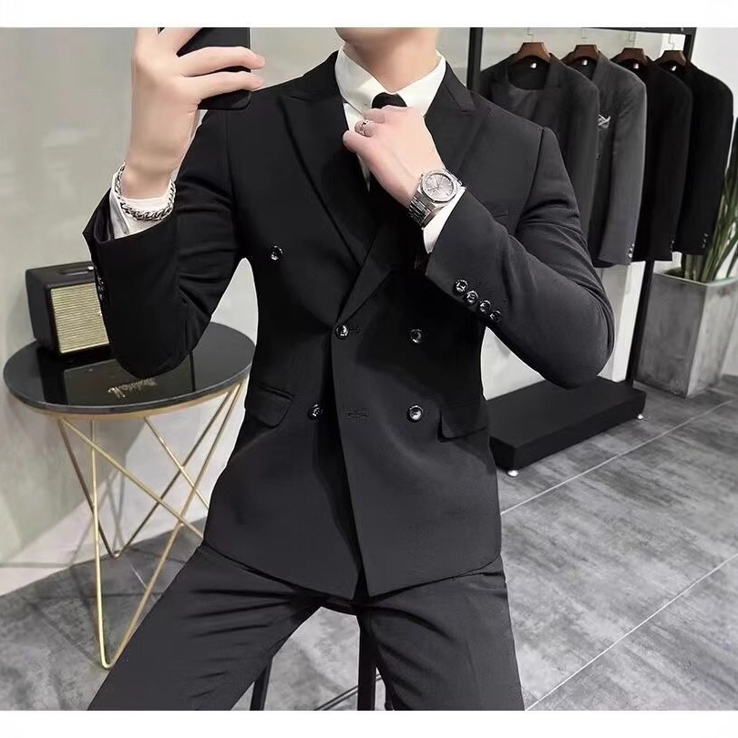 高级感休闲西装外套男士春秋宽松潮牌邦创唯垫肩轻商务单西服上衣