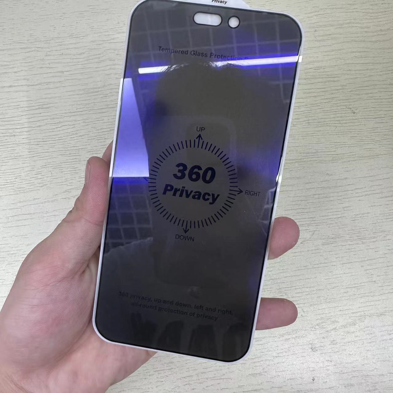 Adecuado para Apple 15 luz azul protección ocular película templada 15Pro Pantalla Completa película protectora a prueba de Peep escape automático