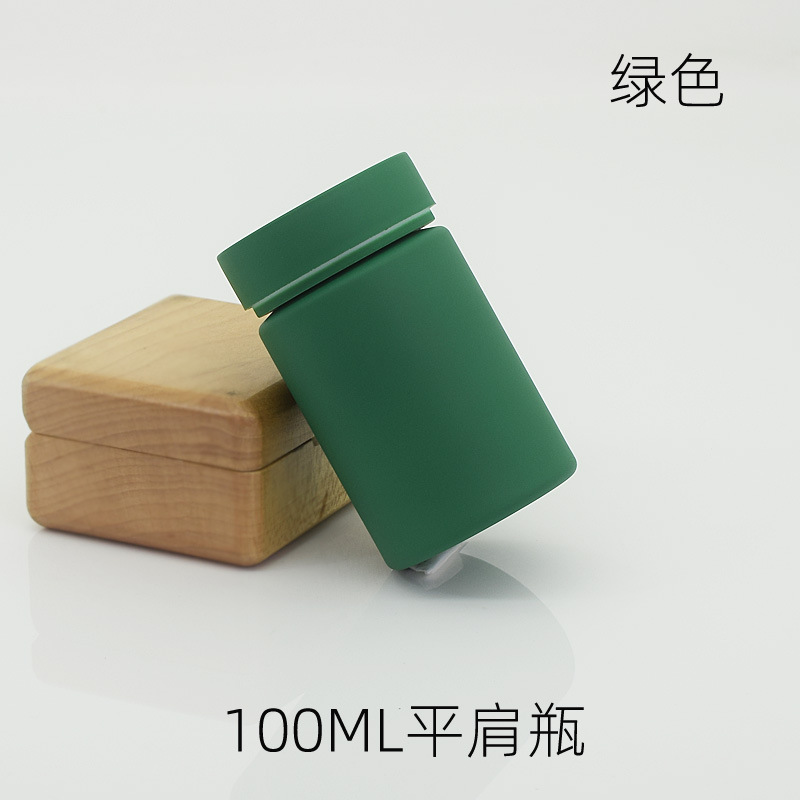 100ML Green Flat Shoulder PET Bottle Green Flat Shoulder Cover
