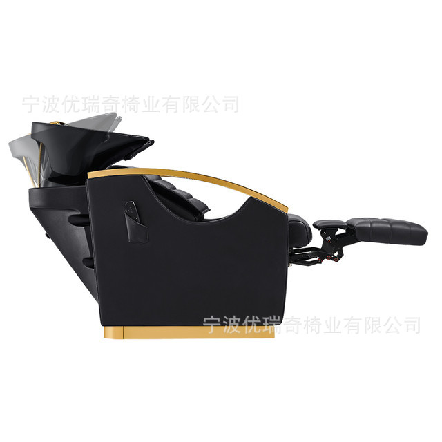 Sillón de peluquería móvil, sillón de peluquería dorado de lujo ligero, sillón de masaje para salón, sillón de lavado de alta gama, cama de lavado semi-reclinable