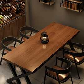 快餐桌椅组合小吃面馆饭店烧烤奶茶甜品咖啡厅桌椅餐饮商用方餐桌
