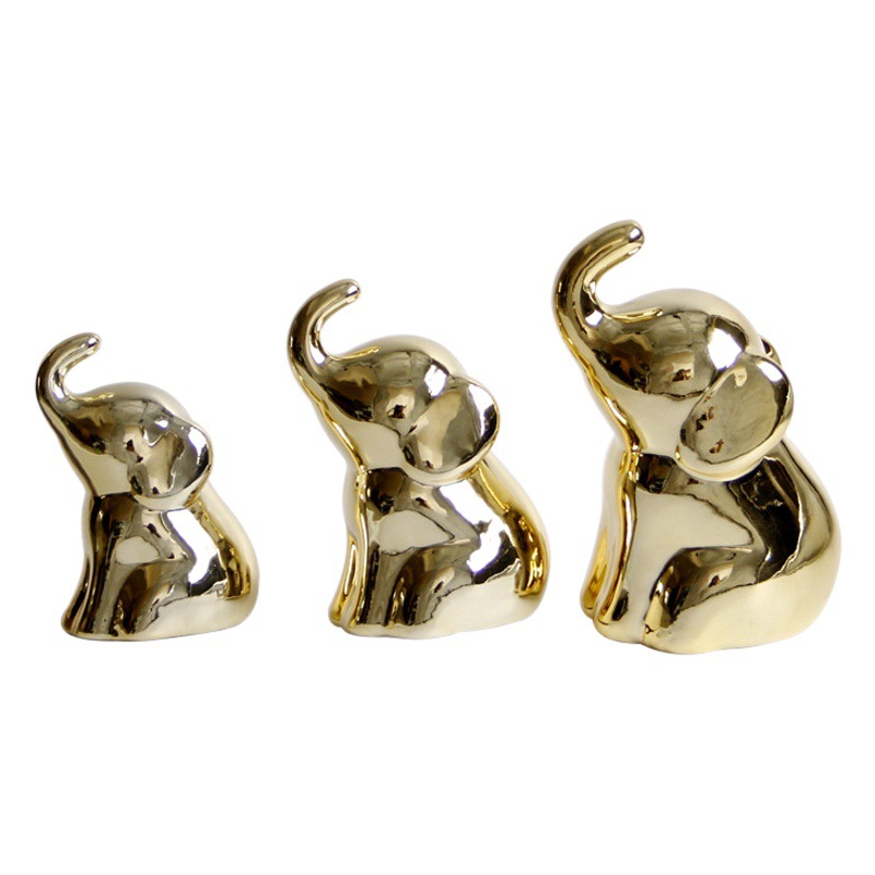 Nórdico hogar de cerámica simple oro elefante adornos de escritorio decoraciones artesanías de cerámica moderna adornos decorativos