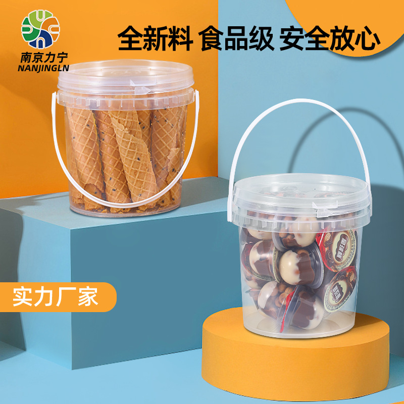 Lining wholesale food grade pp transparent bucket snack bucket storage bucket popcorn bucket fruit fishing sealed plastic bucket