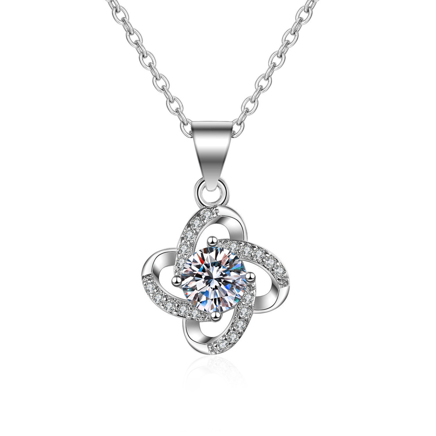 X17 Collier trèfle à quatre feuilles 1 carat [avec chaîne]
