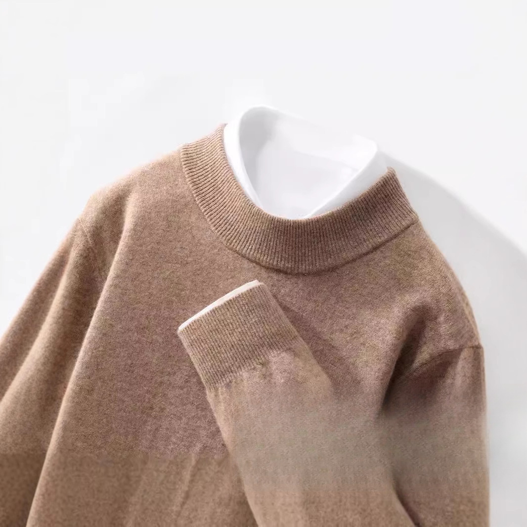 가을과 겨울 새로운 울 스웨터 남자 하프 하이 칼라 스웨터 솔리드 컬러 슬림 핏 풀오버 울 스웨터 비즈니스 남성 울 QH