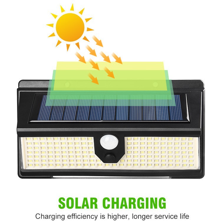 190LED luz de parede solar pátio três lados corpo humano luz de indução estrada cerca iluminação com piscando_voghion.com