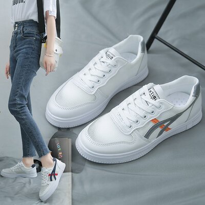 White shoes women 2021 Spring and summer new pattern Color matching Flat bottom Net surface Casual shoes Korean Edition fashion student Single shoes