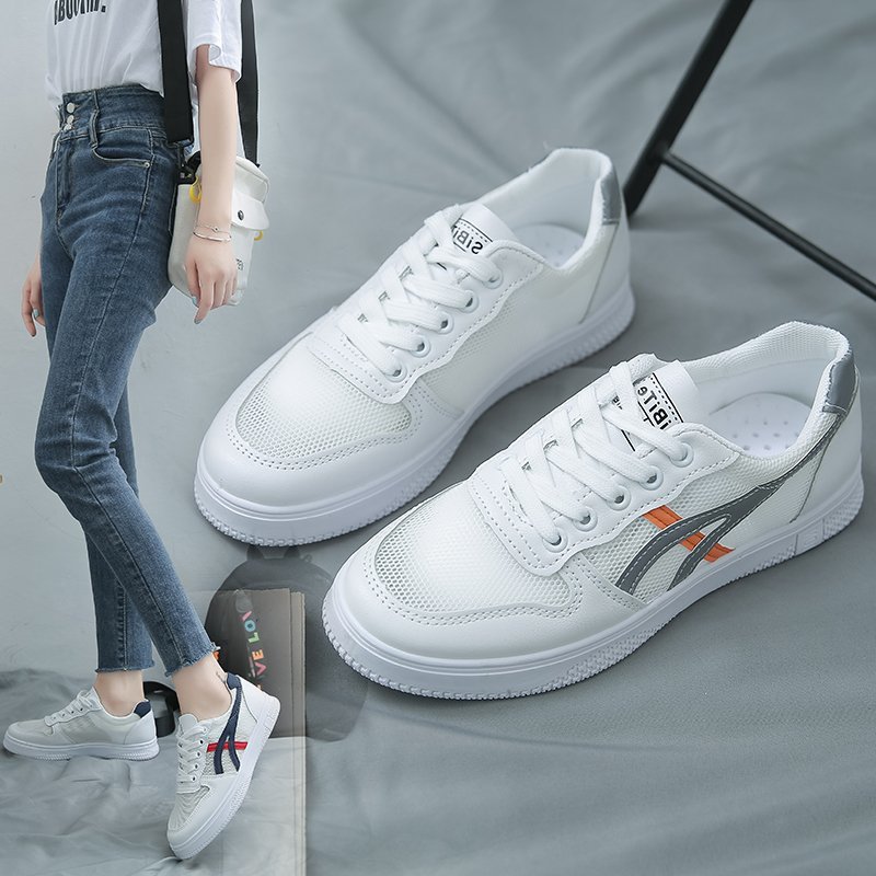 White shoes women 2021 Spring and summer new pattern Color matching Flat bottom Net surface Casual shoes Korean Edition fashion student Single shoes