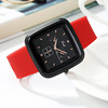 Trend square fashionable silica gel hair band for leisure, dial, quartz watch, simple and elegant design, wholesale