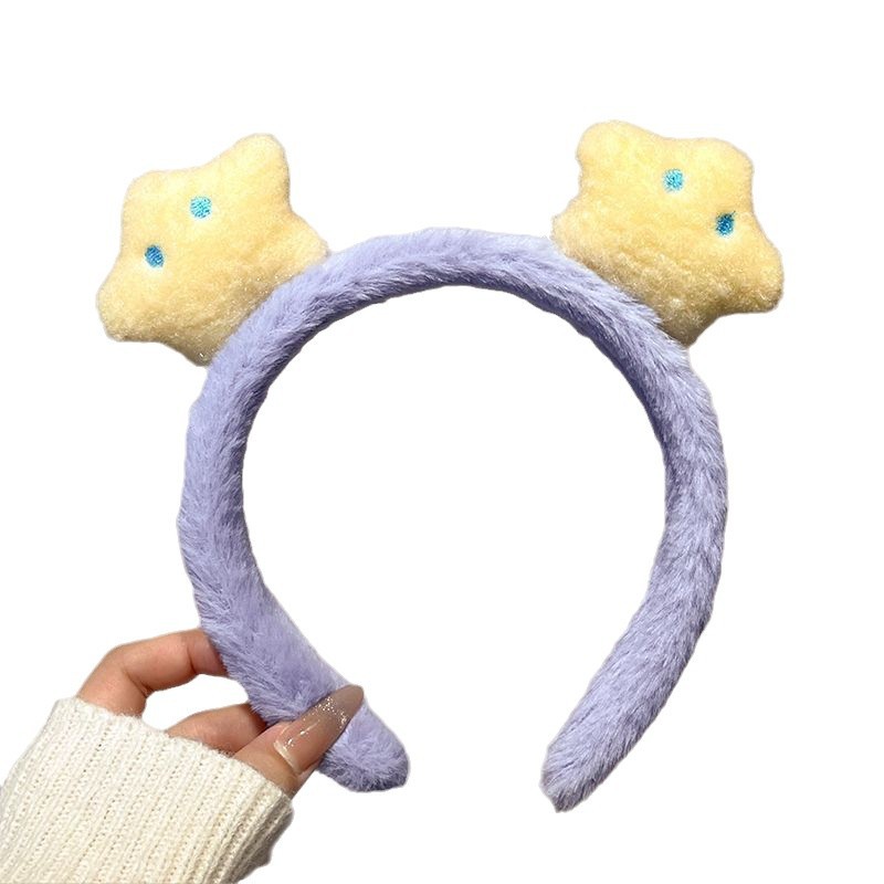 Cute estrellas peluche bandero de cabello 2024 nuevo lavado de la cara bandero de cabello de maquillaje tarjeta de cabello de invierno prensado antideslizante