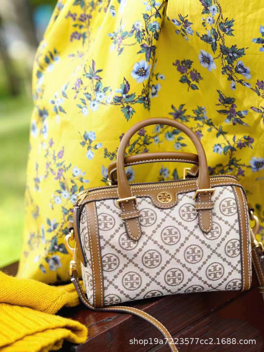 TB Spring New Boston Blue-Brown Print Canvas Mini Pillow Handbag Versatile Crossbody Bag for Women - Thumbnail 8