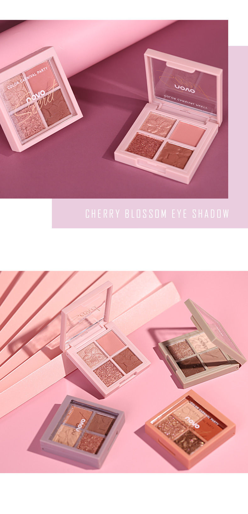 NOVO Cherry Blossom Story Four-color Eyeshadow, a high-end look for beginners, a daily light makeup eyeshadow palette in earth tones undefined