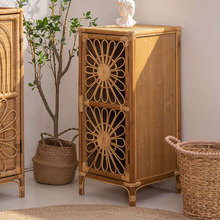 复古简约藤编储物柜家用小户型门厅餐边实木民宿轻奢玄关收纳新品