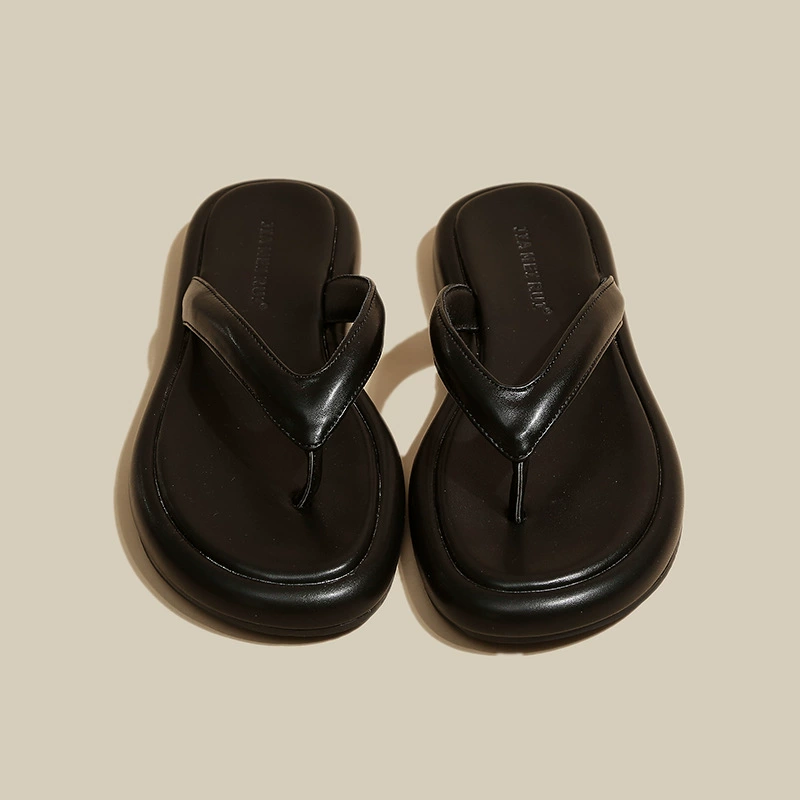 Женские шлепанцы для летней одежды 2023 Сандалии в Корейском стиле с сказочным носком, удобные тапочки на плоской подошве, пляжная обувь