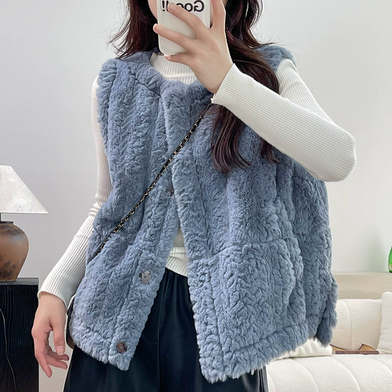 Весна и осень 2025 ретро короткие имитационные шерсть ягненка