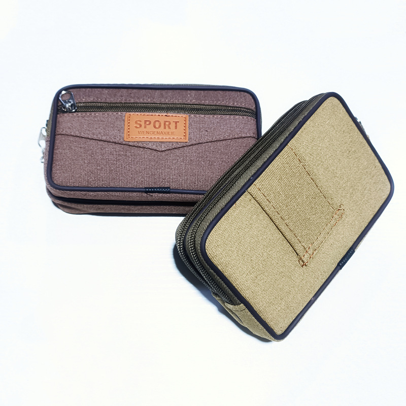 Wholesale large mobile phone waist bag canvas men wear belt mobile phone bag new construction site waist bag 6.5 inch hanging bag
