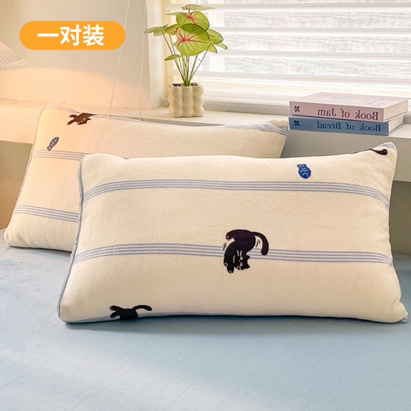 Funda de almohada de terciopelo de leche de invierno, un par de fundas de almohada de terciopelo de coral grueso, una sola funda de revestimiento de núcleo de almohada para niños 48x74 2