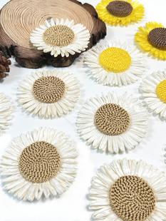 Kindergarten Huan Chuang Decoration Handmade Rafi Grass Woven Sunflower Environmental Decoration Clothing Accessories Sunflower Flower