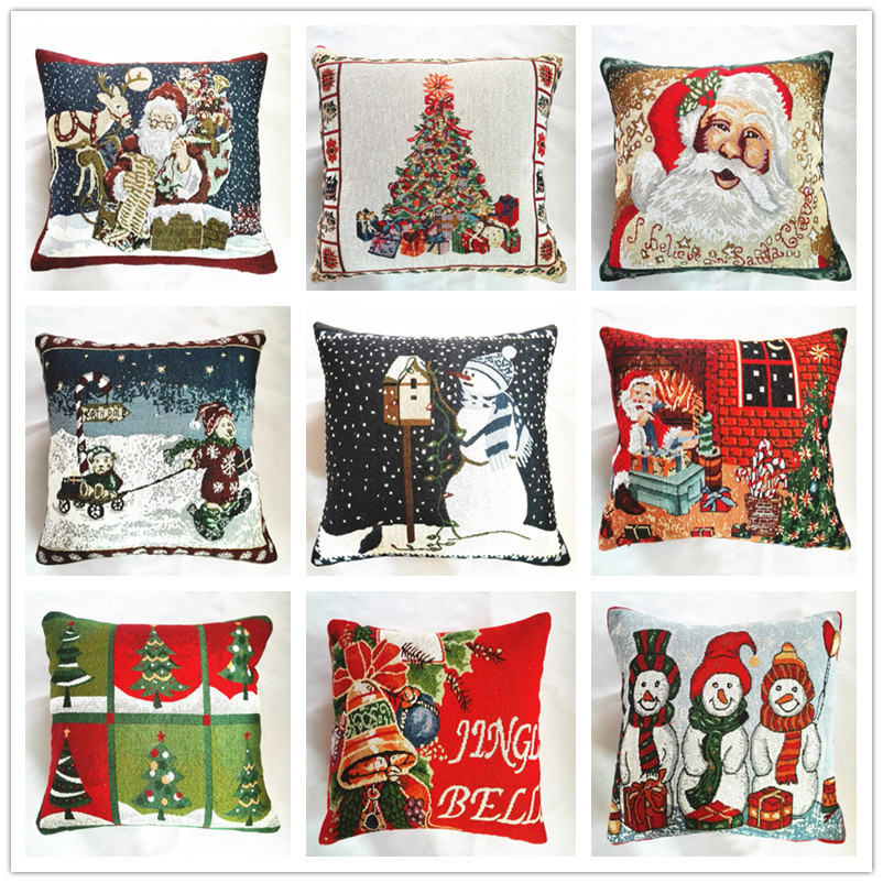 Factory Direct sales Taobao AliExpress popular yarn-dyed jacquard Christmas Santa Claus pillow cushion without core