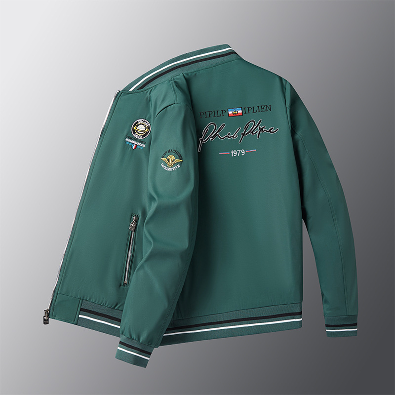 Veste de luxe légère automne nouvelle terre broderie manteau décontracté tendance de la mode costume de baseball pour hommes_voghion.com