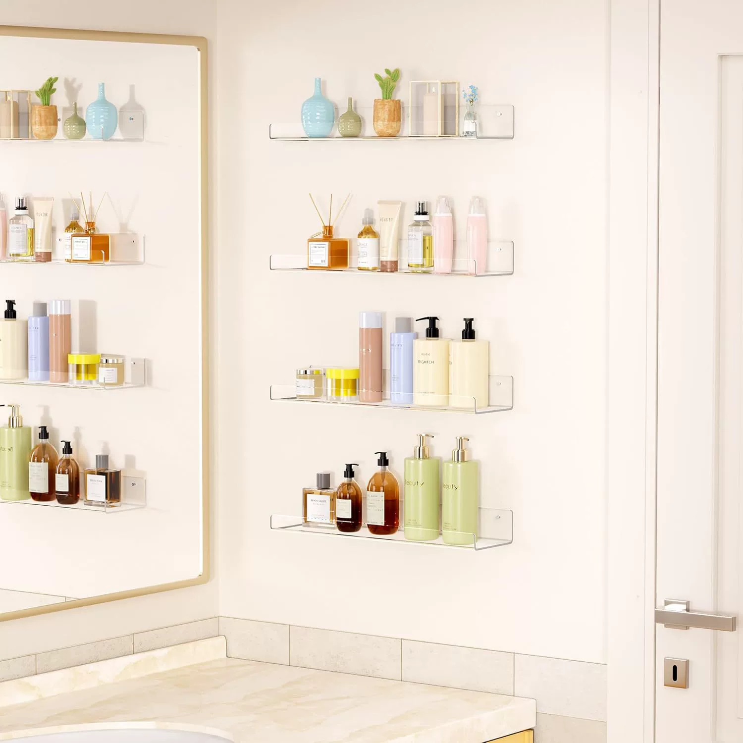 Spice Rack Wall-mounted Storage Rack No-drill Acrylic from Yomiego