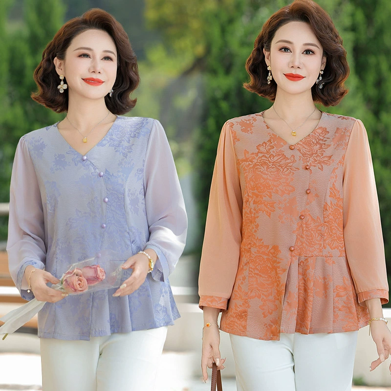 Новая летняя футболка для мамы с короткими рукавами, топ с v-образным вырезом, свободная женская рубашка большого размера для женщин среднего и пожилого возраста, закрывающая живот, для похудения.