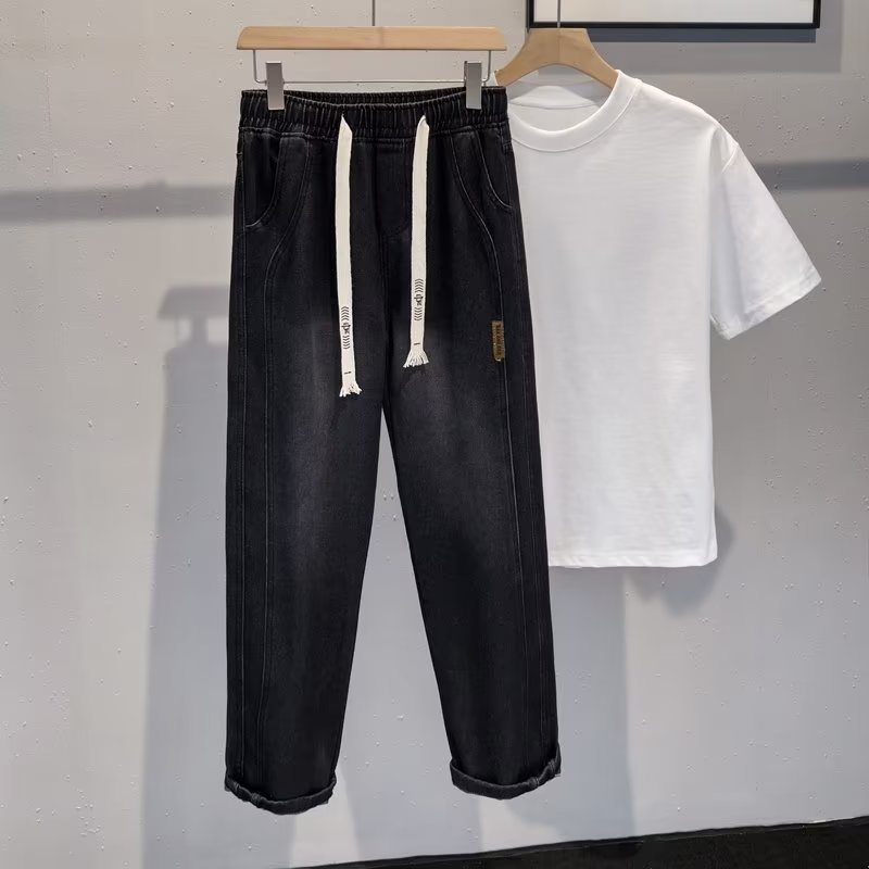 Vaqueros lavados y trapeadores de cuatro estaciones, estilo de Hong Kong, pantalones rectos sueltos, ropa de trabajo, pantalones casuales, pantalones para niños y niñas