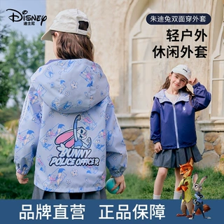 迪士尼女童棒球服外套2026新款卡通印花连帽上衣迪士尼儿童服装