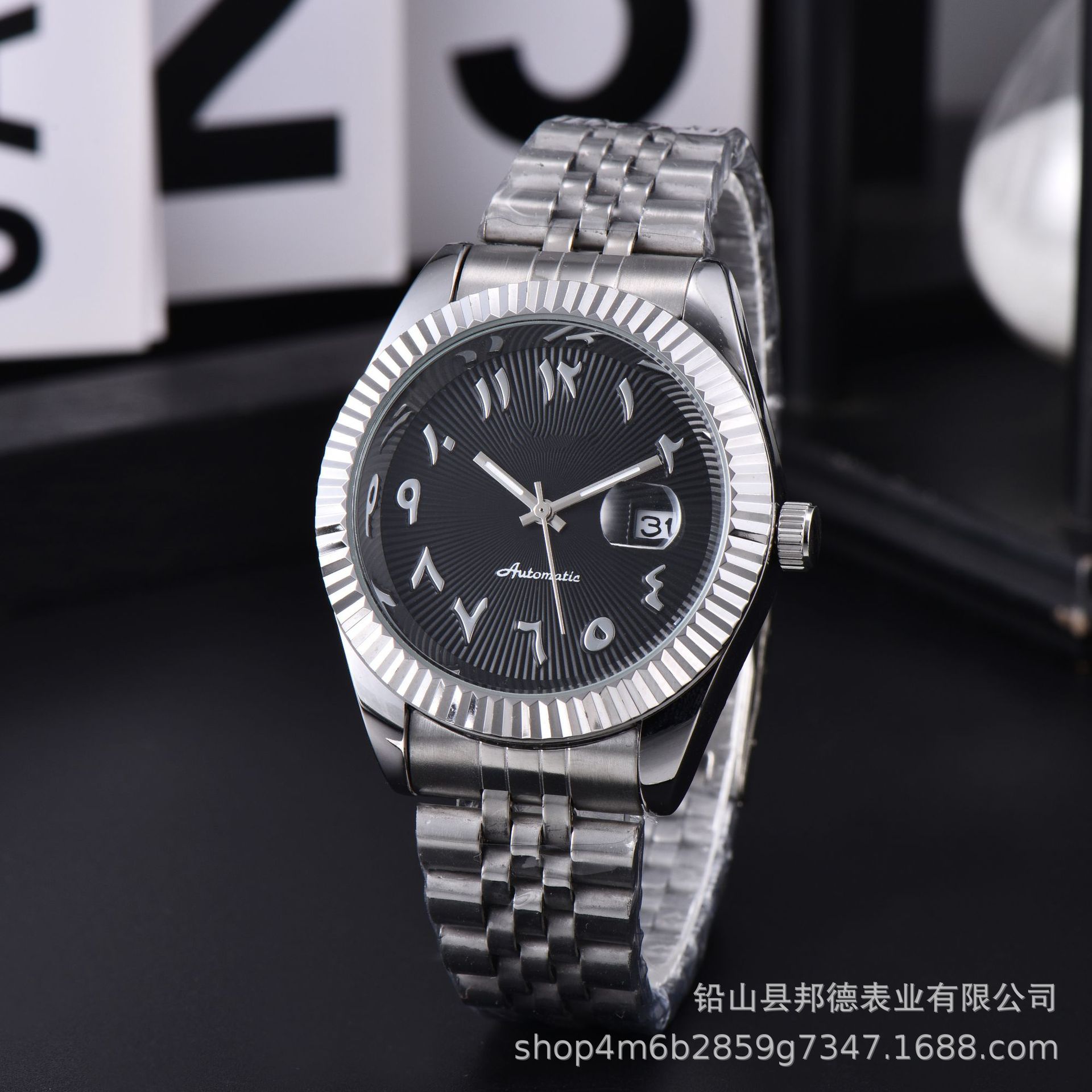 外贸精G 情侣对表钢带手表夜光日历五株点钻商务跨境爆款watch手