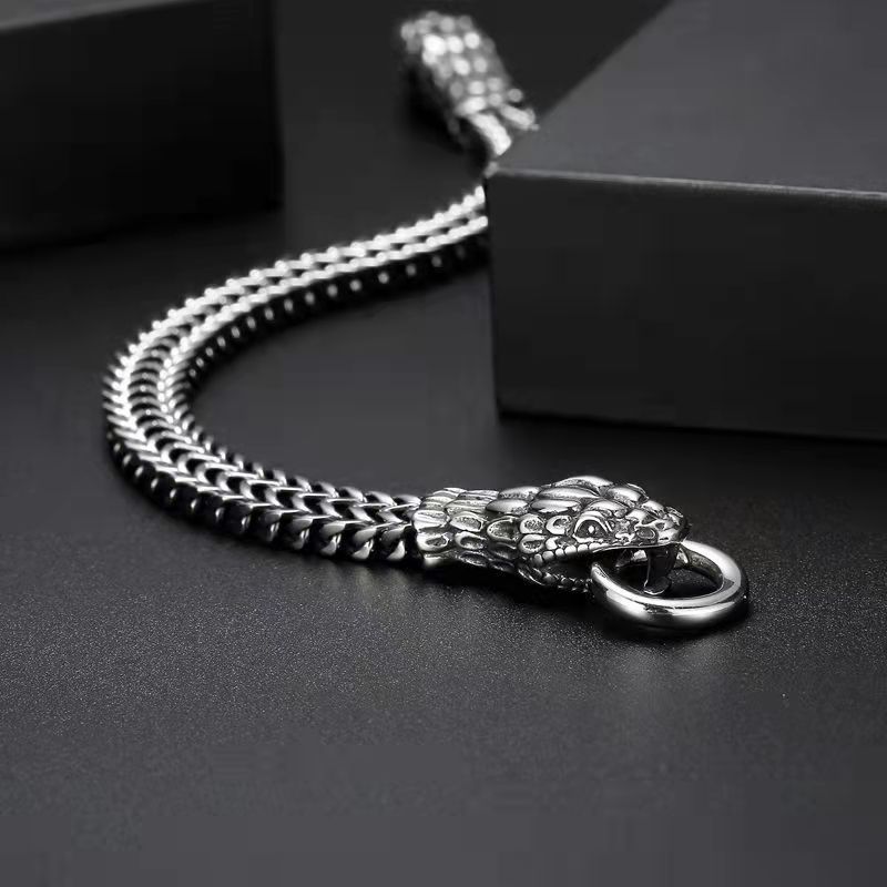 Stainless steel domineering Python head Bracelet Men's stainless steel personality cross-border hot selling jewelry European and American personality hip hop