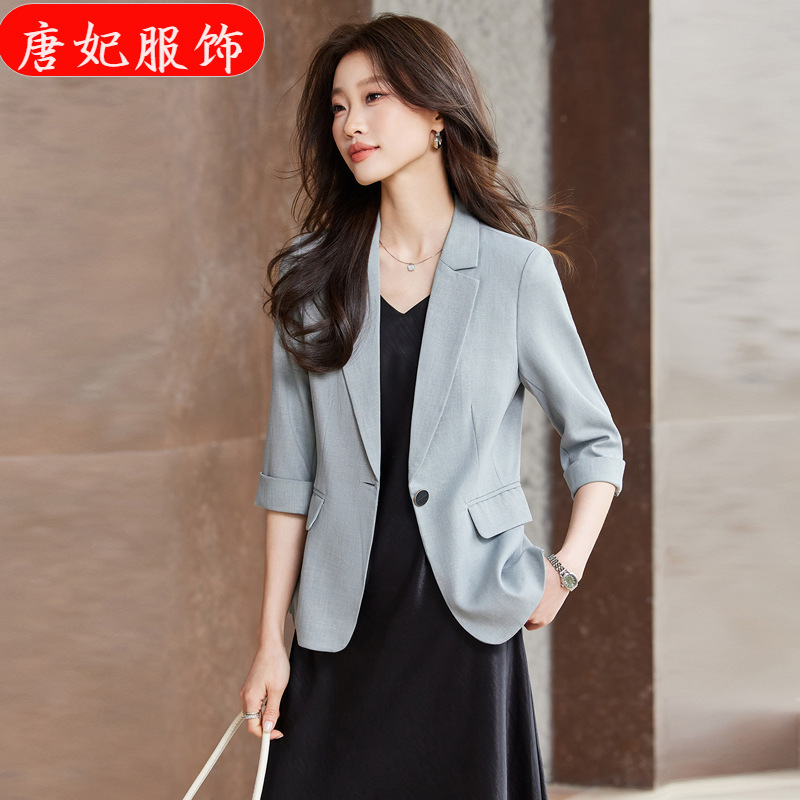 2026 Summer New Thin Style Light Luxury Acetate Satin Dress Suit with Mid-Sleeve Green Blazer for Women 2026 Summer New Thin Style Light Luxury Acetate Satin Dress Suit with Mid-Sleeve Green Blazer for Women