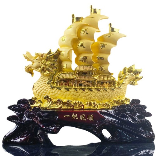 Dragon boat ornaments large velvet sand gold smooth sailing dragon boat ornaments creative Chinese style smooth sailing business gifts