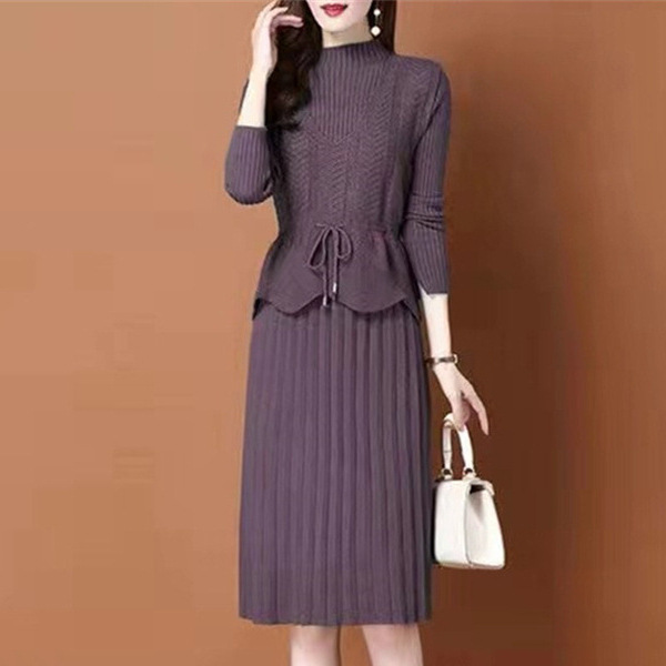 Spring and Autumn Knitted Dress Two-Piece Set for Women 2026 New Korean Style Waist-Cinching Tie Sweater Vest Dress Set Spring and Autumn Knitted Dress Two-Piece Set for Women 2026 New Korean Style Waist-Cinching Tie Sweater Vest Dress Set