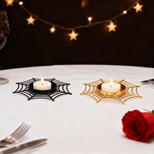 跨境新品蜡烛台万圣节蜘蛛网烛台装饰品有趣的摆件铁艺工艺品