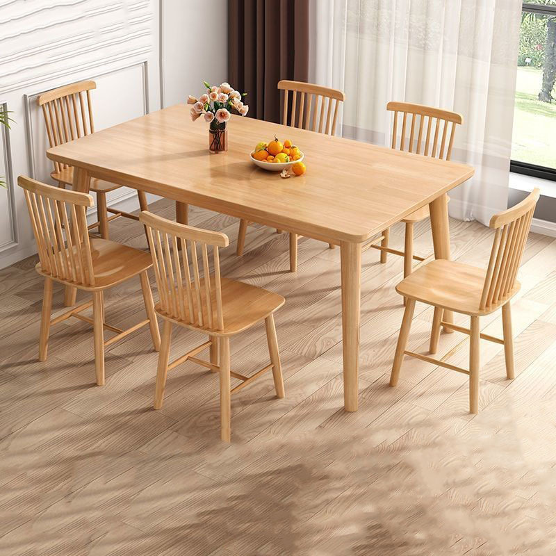 Mesa de comedor de madera sólida pequeña casa de tronco combinación de mesa de comedor simple mesa de restaurante rectangular al por mayor