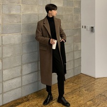 美式冬季加厚毛呢大衣中长款韩版潮流呢子男士韩系风衣外套男款